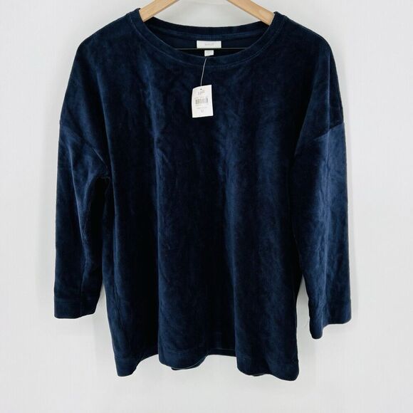 J Jill Ribbed Velvet Navy Blue Sweater Size Medium NWT - Picture 1 of 5
